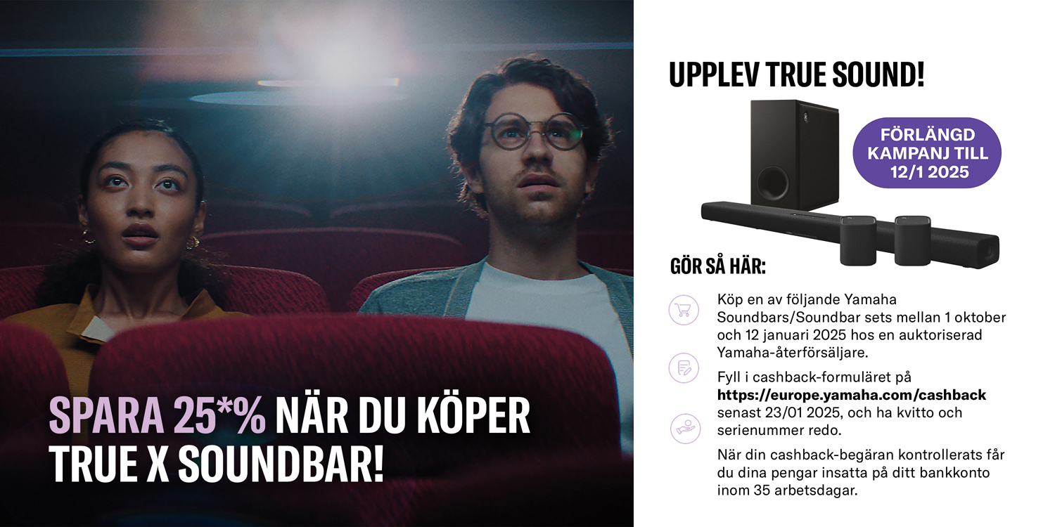 Spar 25%* når du køber Yamaha True X Soundbar!